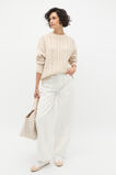 Cable Slouch Crew Neck Knit  Oat Marle  hi-res