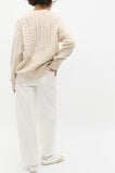 Cable Slouch Crew Neck Knit  Oat Marle  hi-res