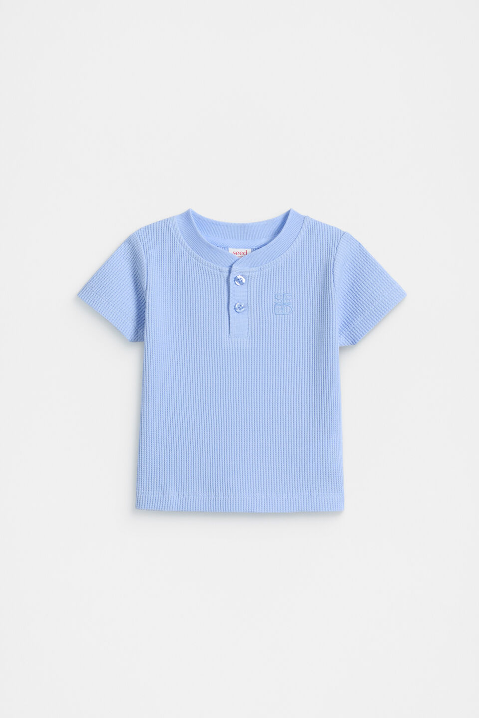 Core Waffle Henley  Luna Blue