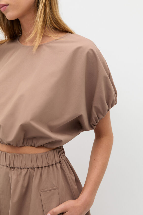 Poplin Bubble Top  Nutmeg  hi-res