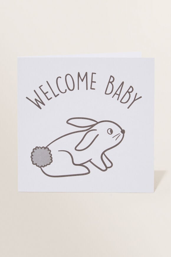 Large Welcome Baby Bunny Card  Multi  hi-res