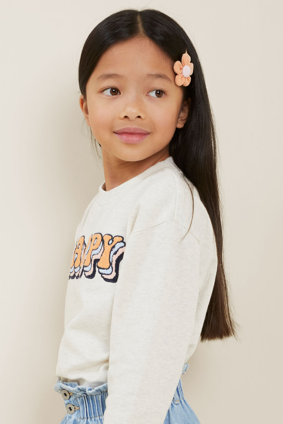 Corduroy Flower Clip  Apricot