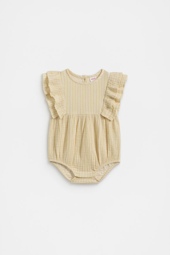 Stripe Frill Romper  Honey  hi-res