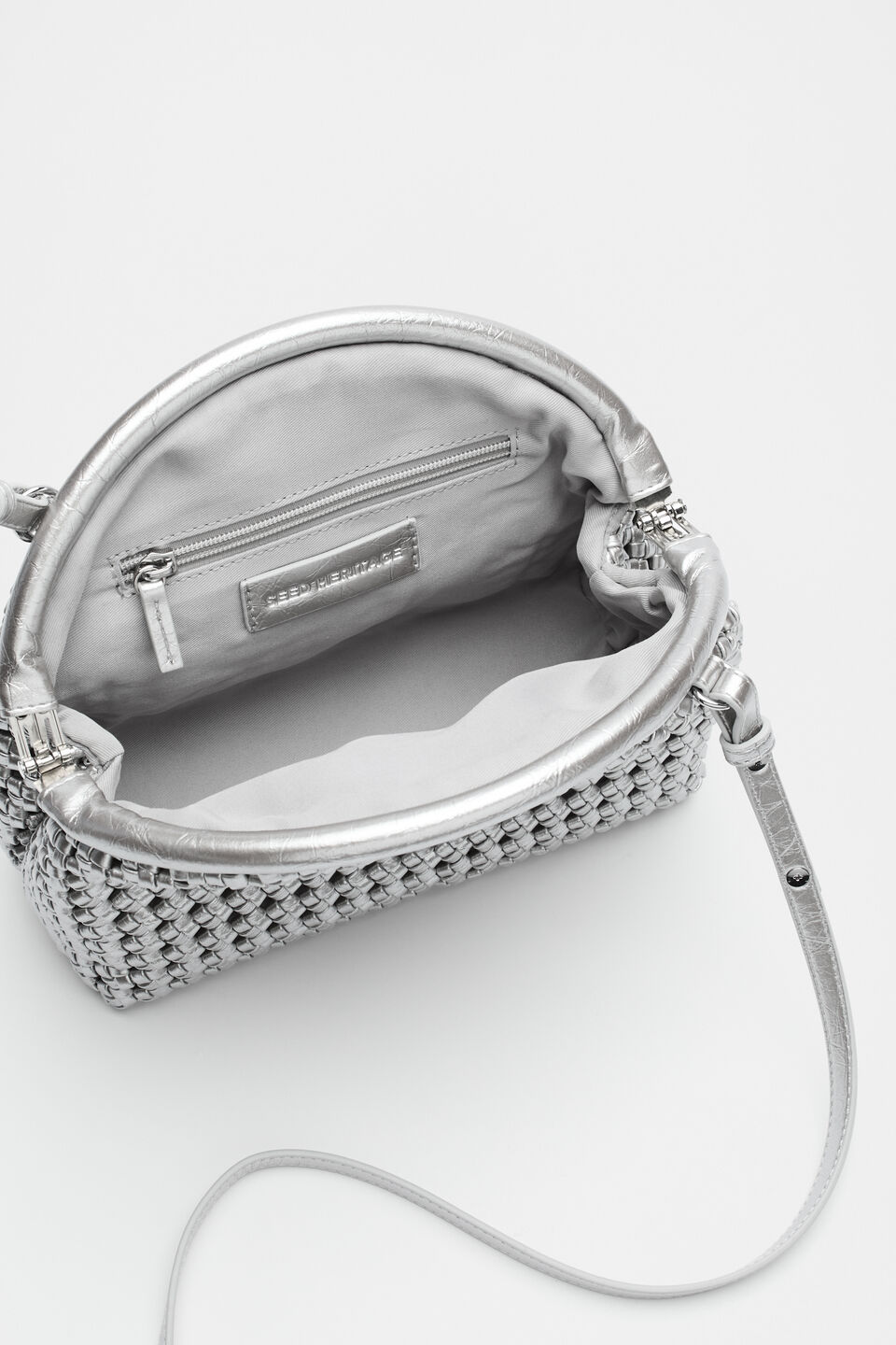 Framed Woven Pouch  Silver