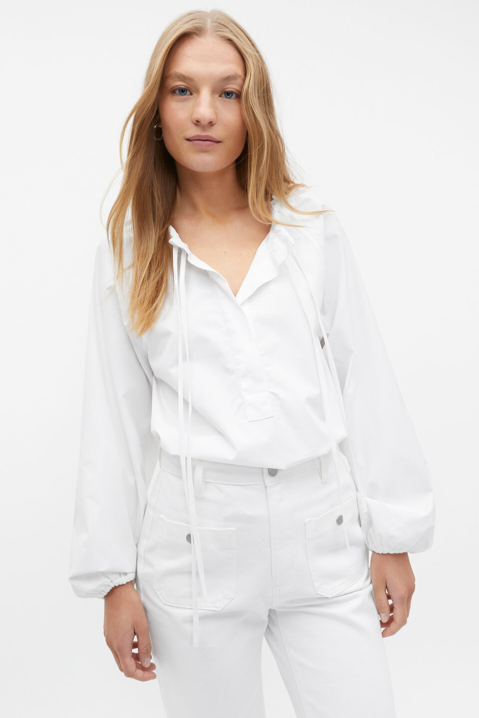 Tie Detail Poplin Blouse  Whisper White
