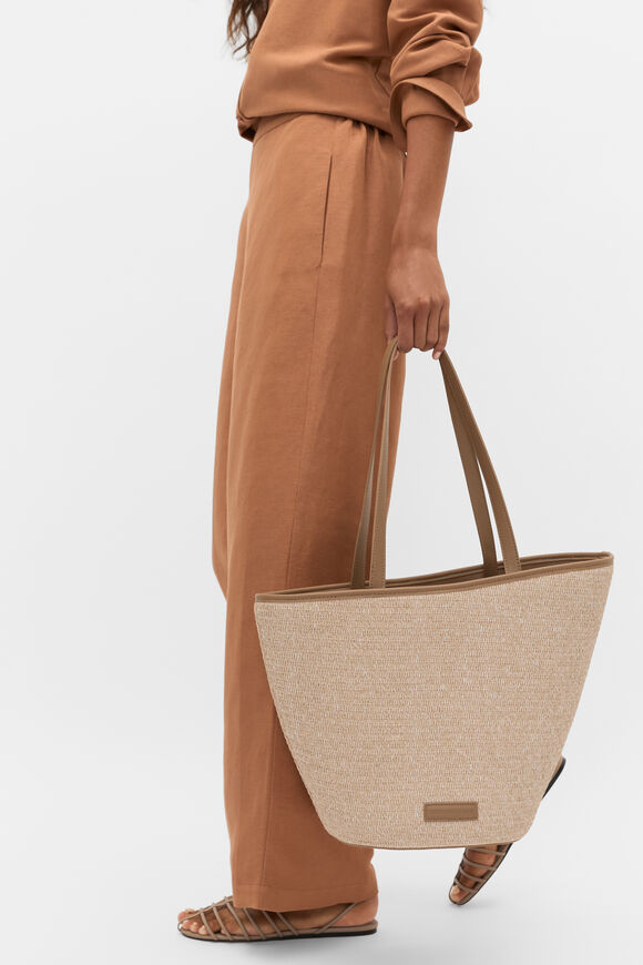 Textured Curved Tote  Ecru  hi-res