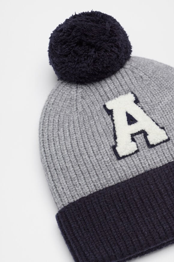 Colourblock Initial Beanie  A  hi-res