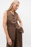 Linen Longline Button Vest  Pinecone  hi-res