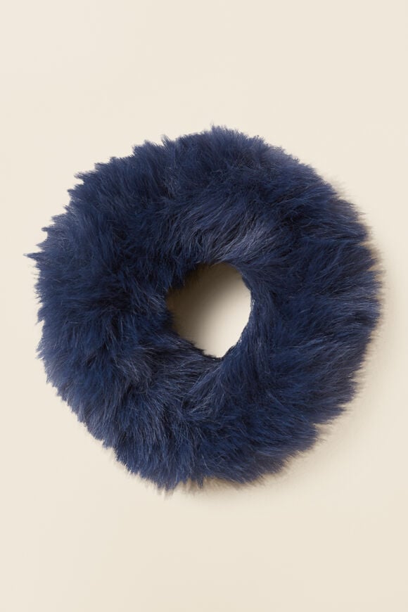 Fur Scrunchie  Navy  hi-res