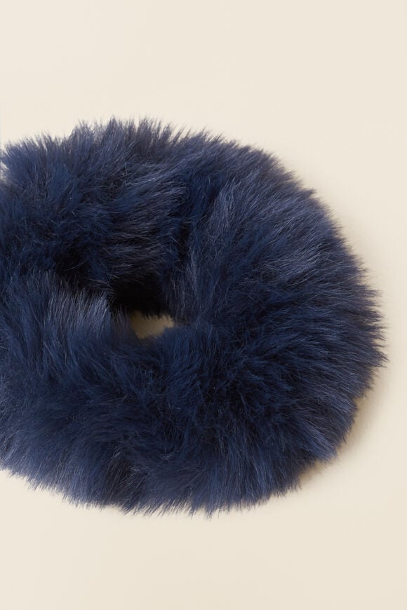 Fur Scrunchie  Navy  hi-res