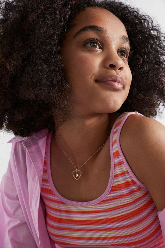 Rainbow Heart Initial Necklace  G  hi-res