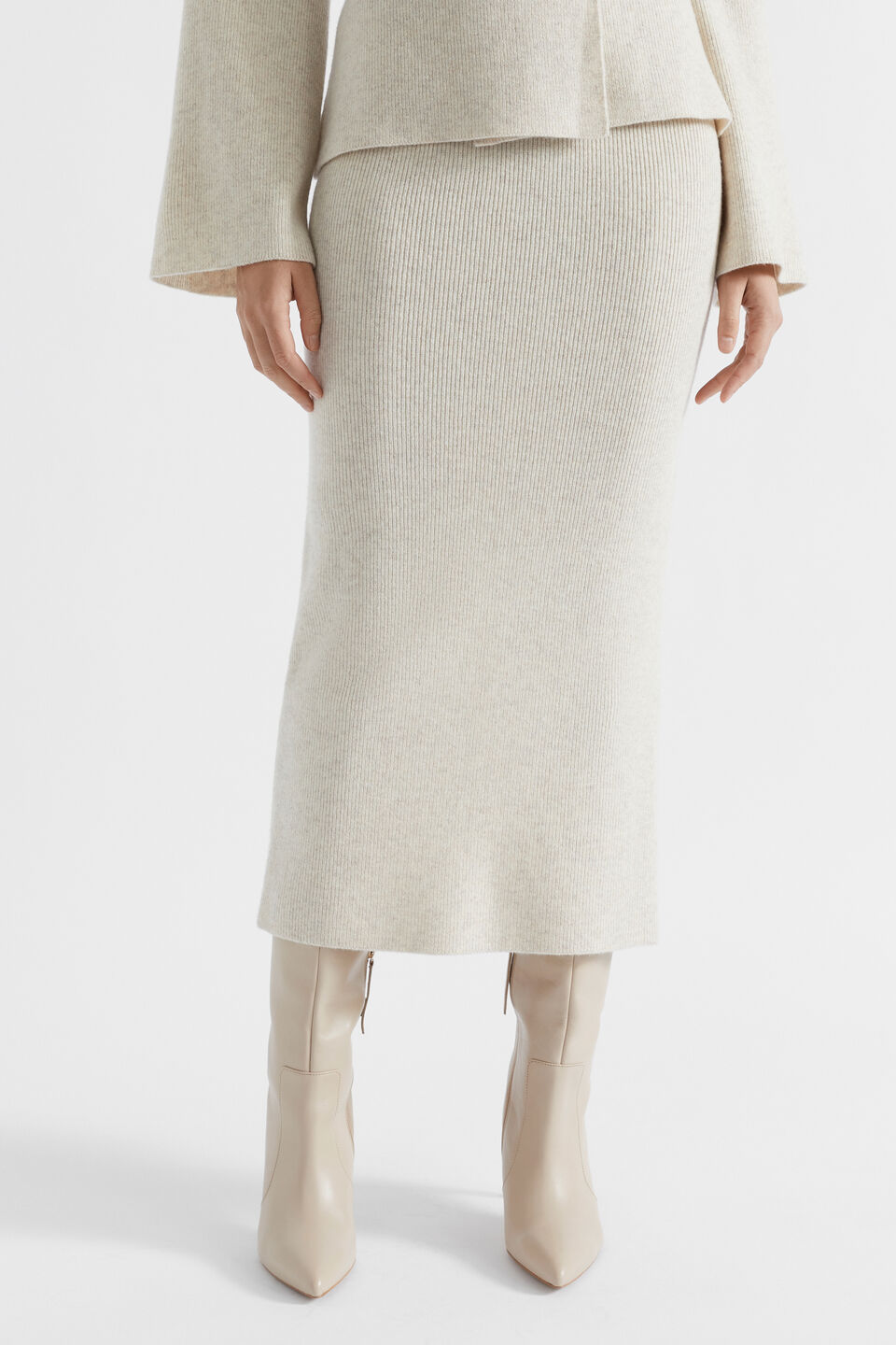 Structured Knit Skirt  Oat Marle