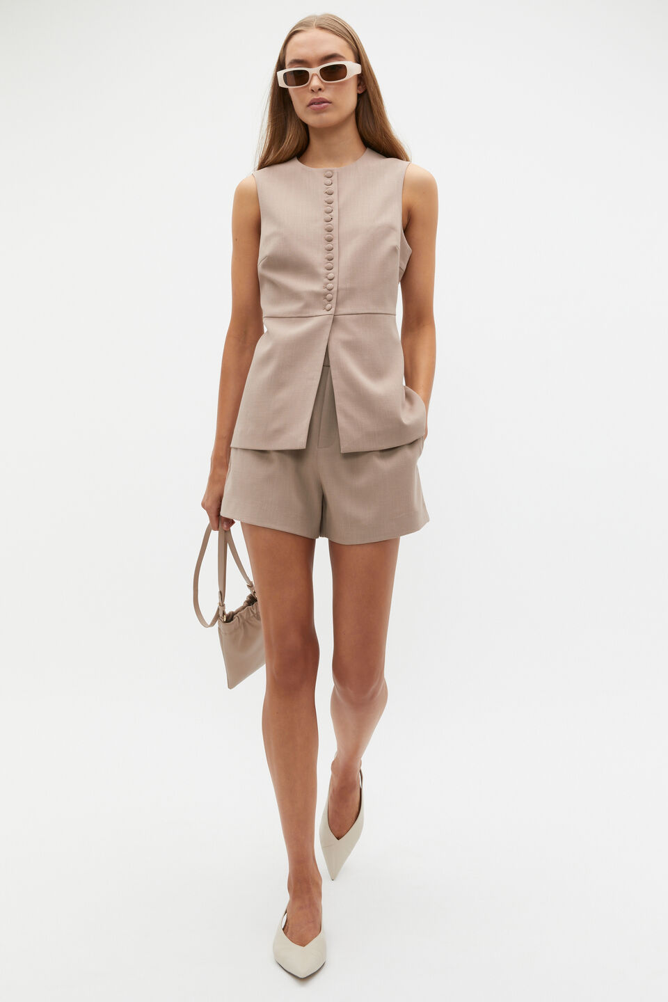 Tailored Cinch Waist Vest  Cookie