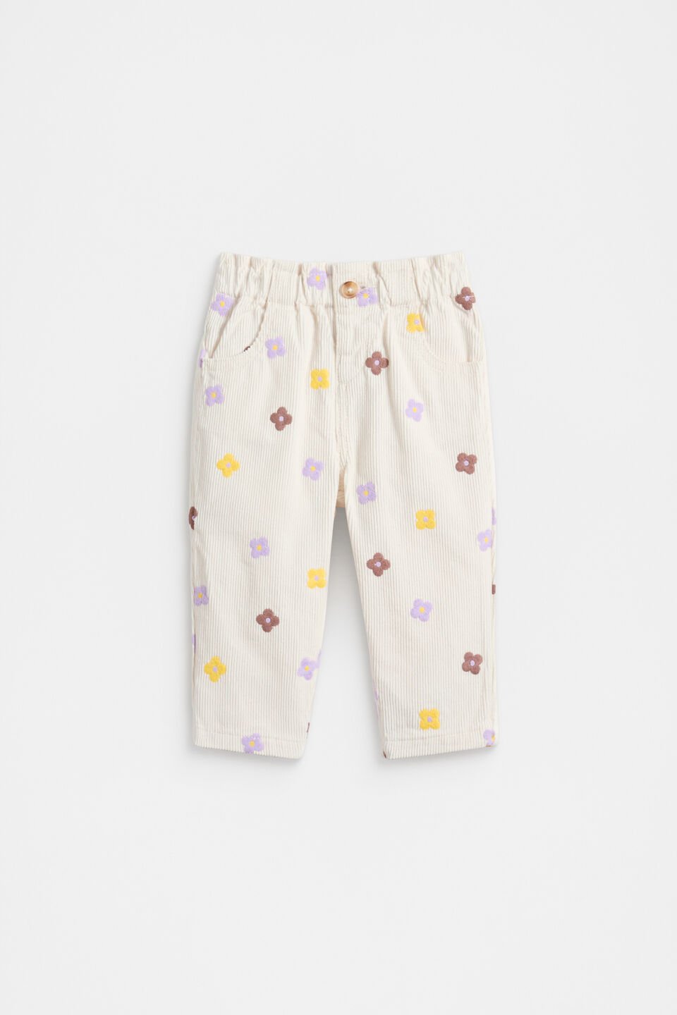 Embroidered Cord Pant  Classic Cream