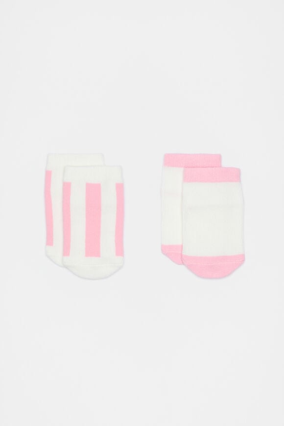 Stripe Colourblock Sock 2 Pack  Pop Pink  hi-res