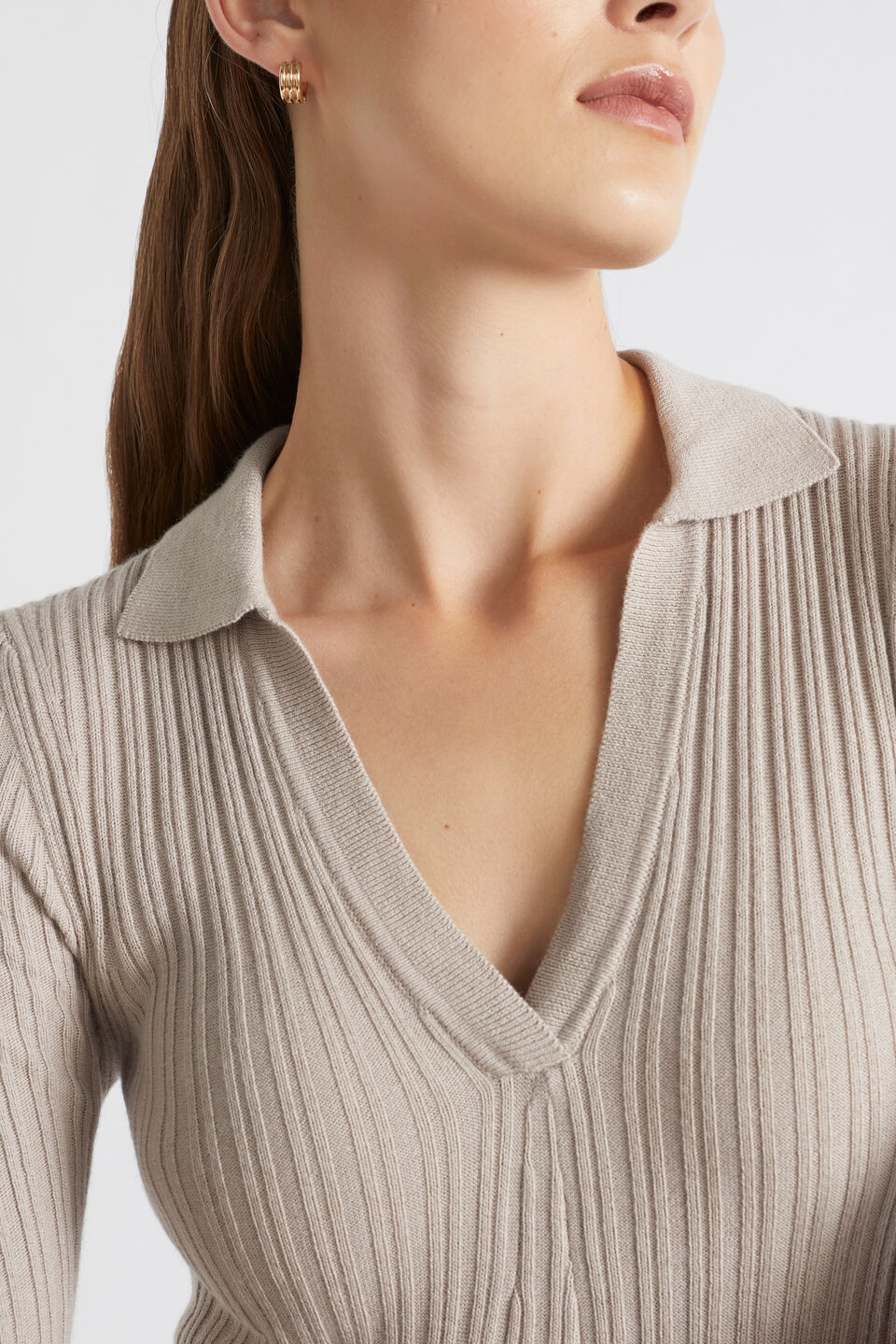 Relaxed Polo Knit Dress  Light Storm