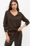 Supersoft Waffle V Neck Top  Dark Espresso  hi-res