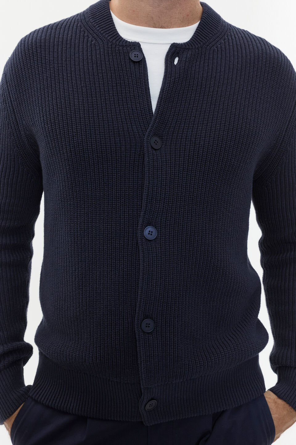 Crewneck Cardigan  Midnight Blue