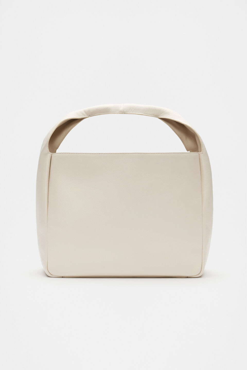 Leather Curved Tote  Tofu