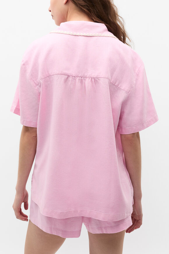 Embroidered Shirt and Short PJ Set  Fairy Floss  hi-res