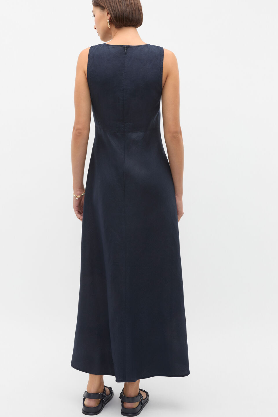 Linen Sleeveless Midi Dress  Twilight Blue