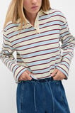 Relaxed Cotton Rugby Polo Top  Arctic Blue Stripe  hi-res