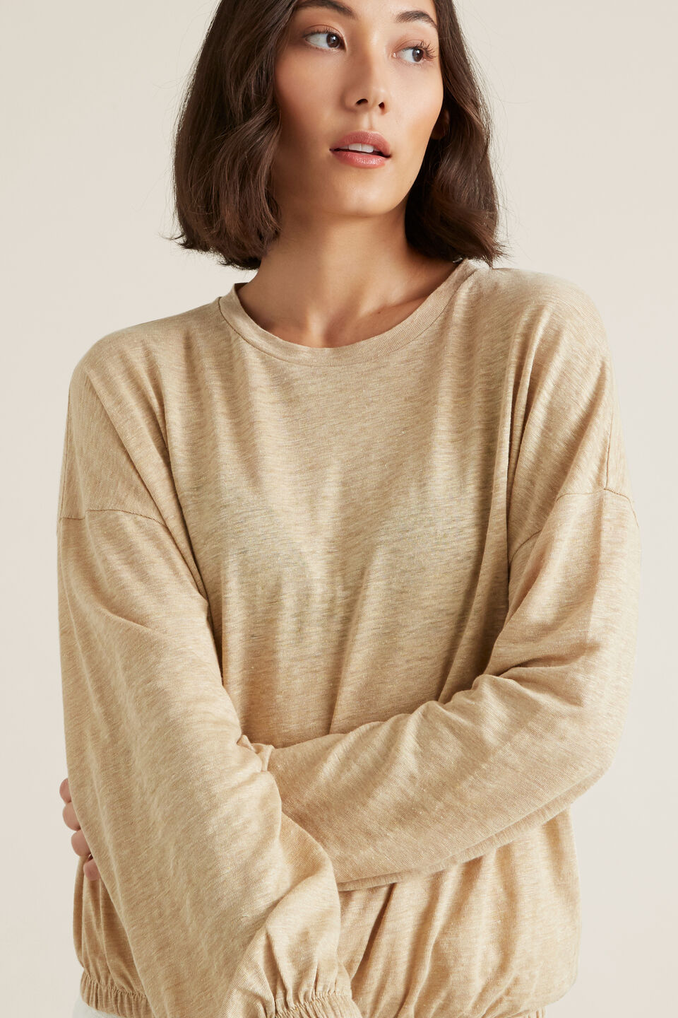 Blouson Sleeve Linen Top  