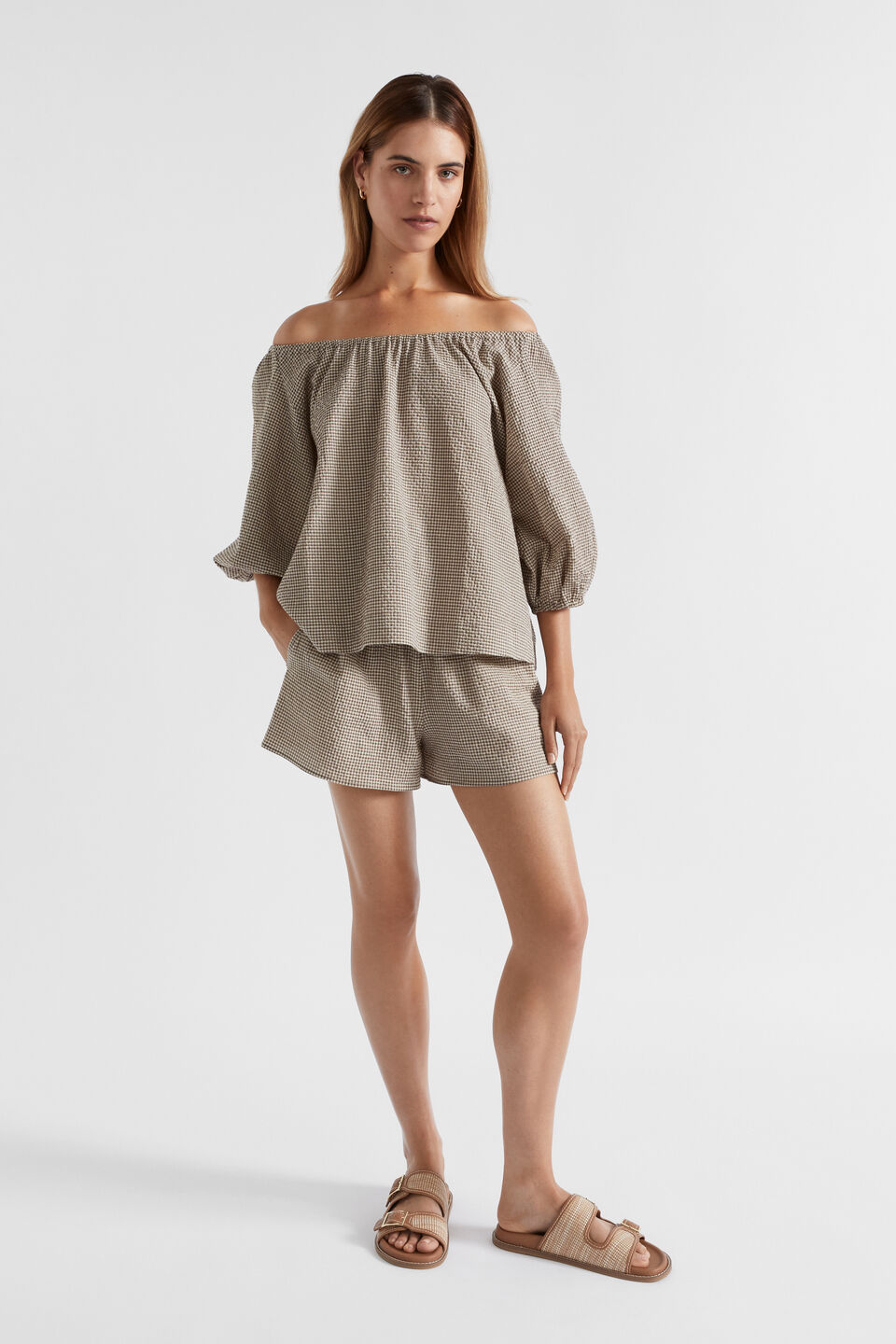 Textured Gingham Short  Affogato Gingham