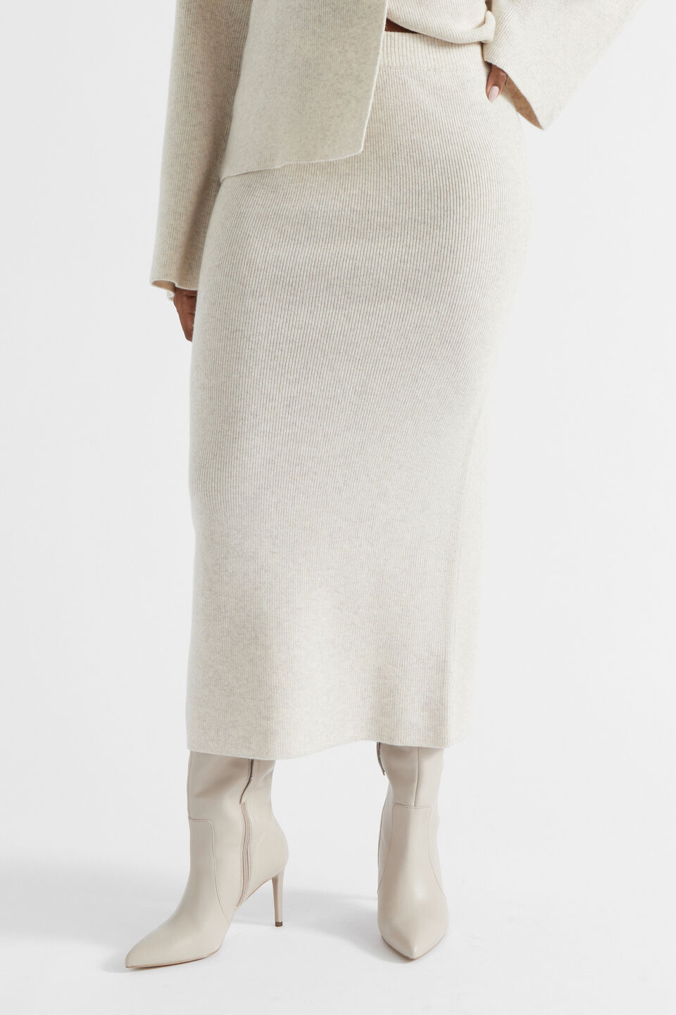 Structured Knit Skirt  Oat Marle