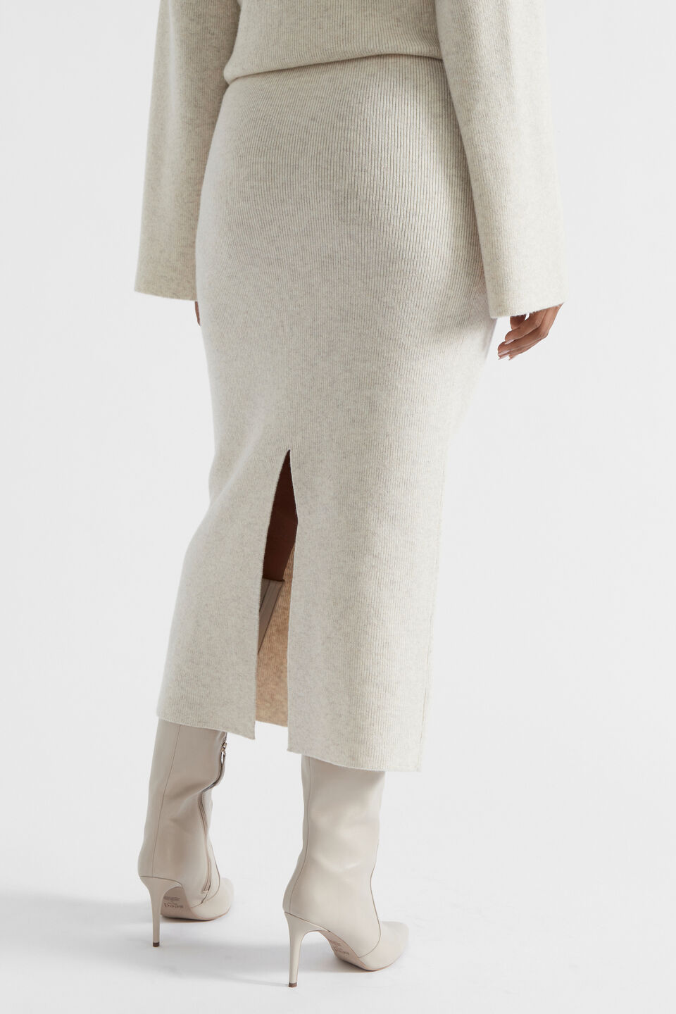 Structured Knit Skirt  Oat Marle