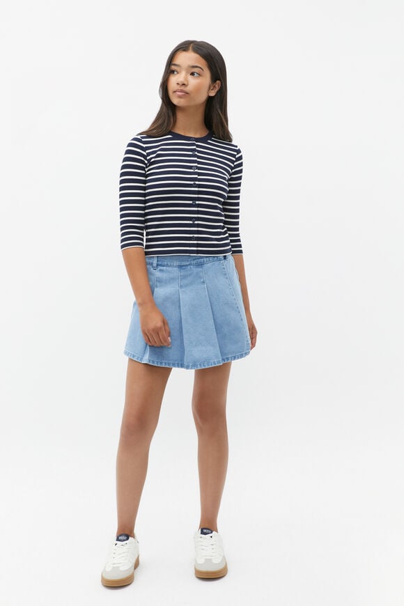 Button Up Rib Tee  New Navy  hi-res