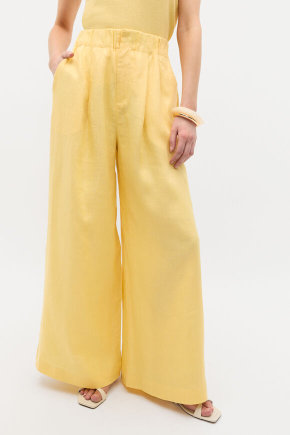Linen Gathered Palazzo Pant  Buttercup  hi-res