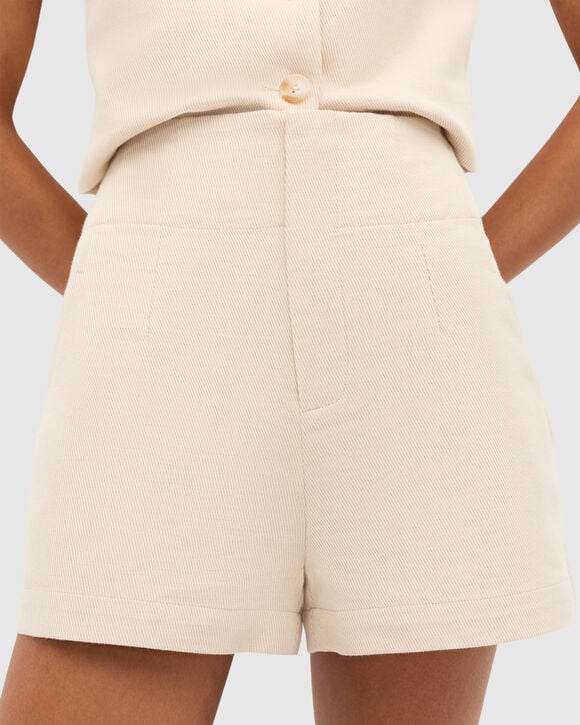 Twill High Waist Short  Ecru  hi-res