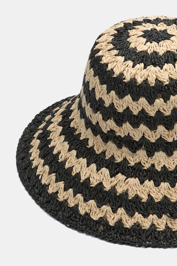 Two Tone Wide Brim Hat  Black  hi-res