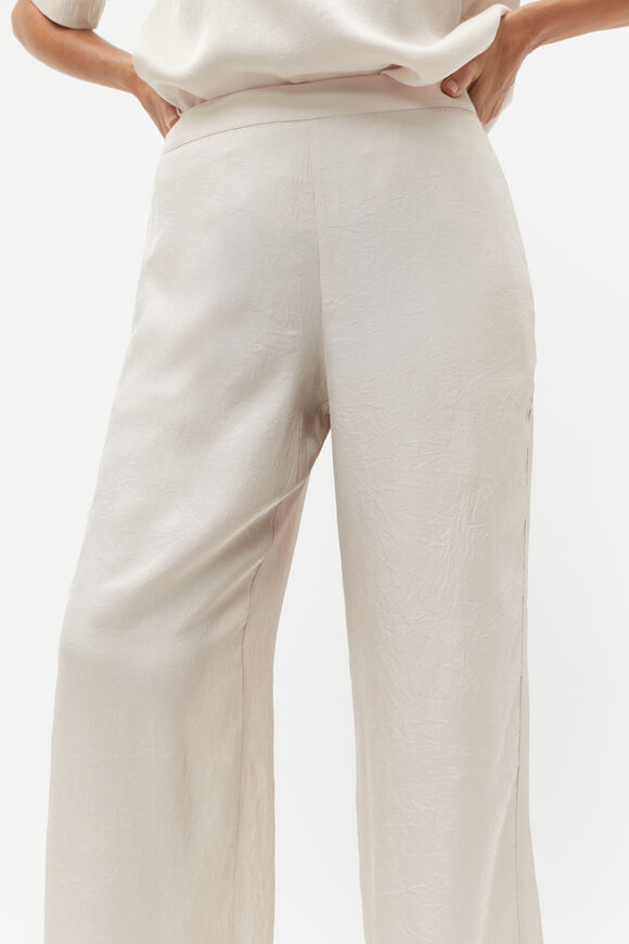 Textured Satin Elasticated Pant  Oat  hi-res