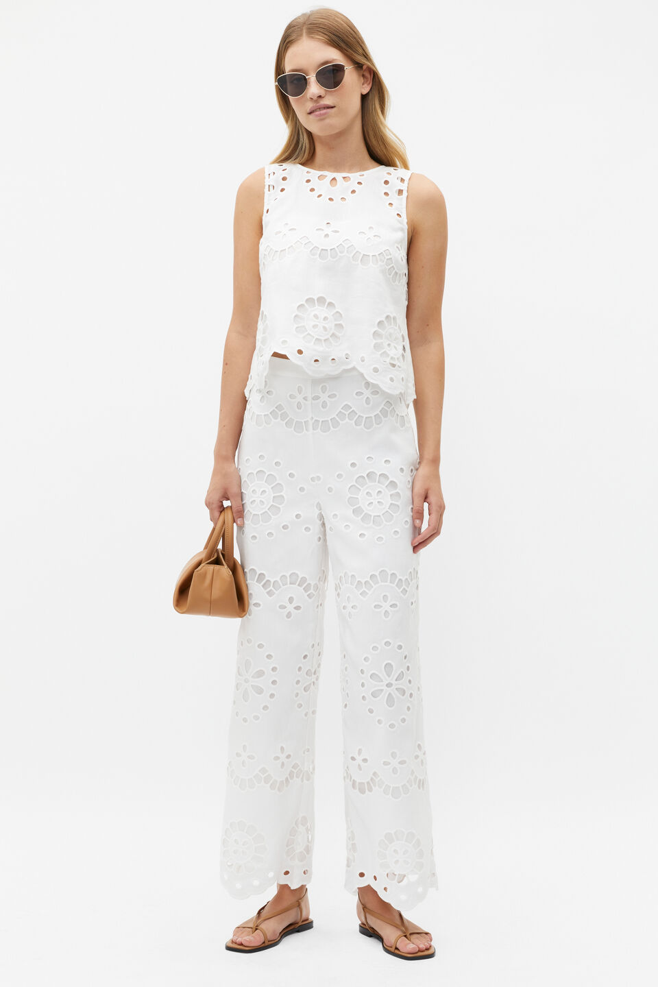 Scallop Broderie Pant  Whisper White
