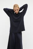 Merino Wool Roll Neck Side Split Knit  Twilight Blue  hi-res