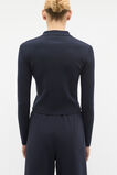 Crepe Knit Long Sleeve Polo  Twilight Blue  hi-res