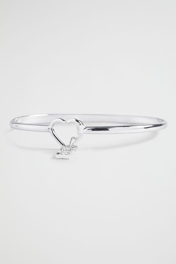 Silver Initial Bangle  E  hi-res
