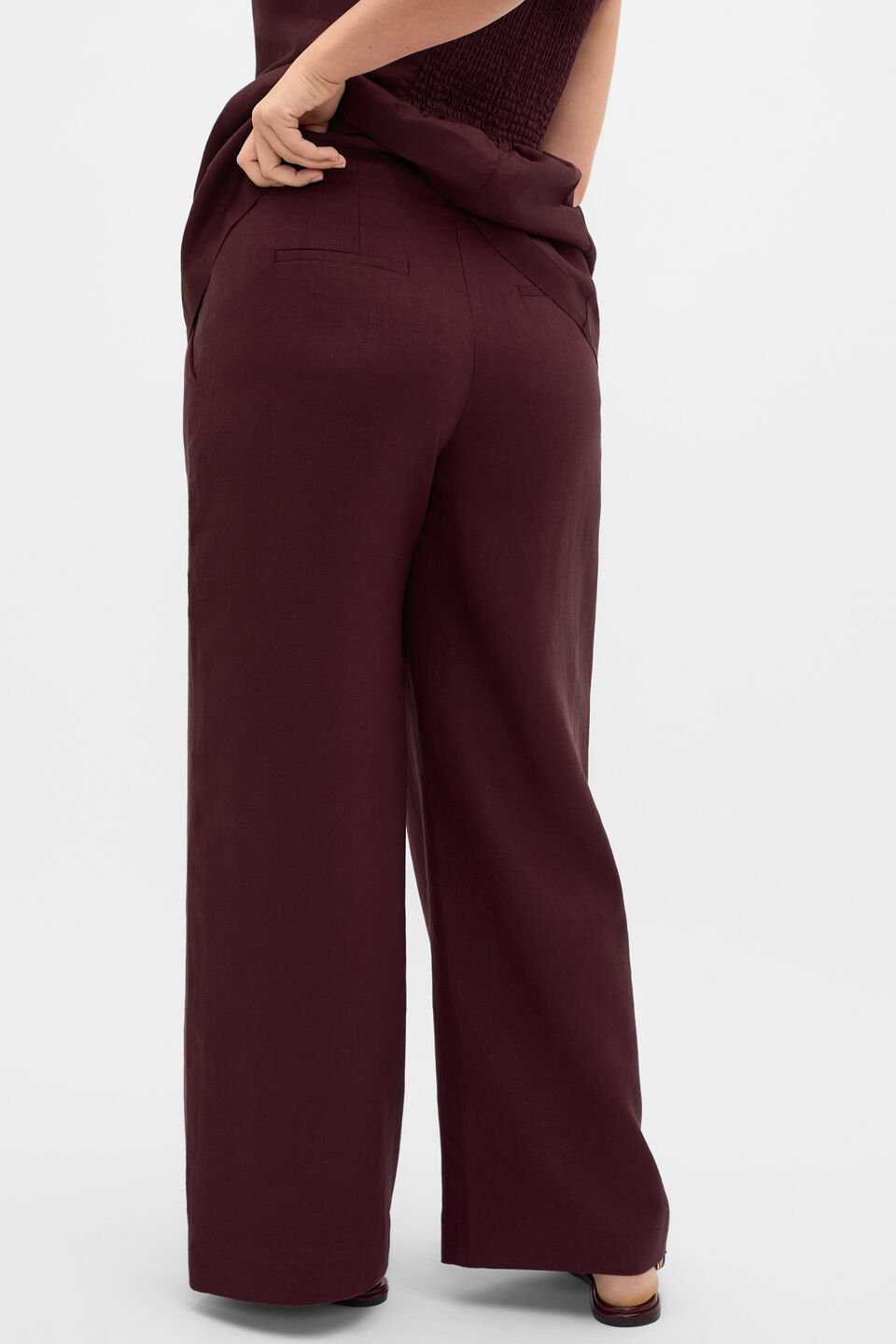 Core Linen Waisted Pant  Plum Red