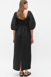 Linen Puff Sleeve Sun Dress  Black  hi-res