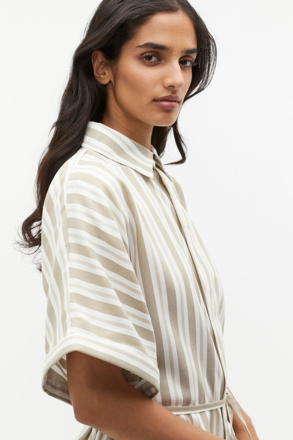 Stripe Collar Detail Poncho  Rosemary Stripe