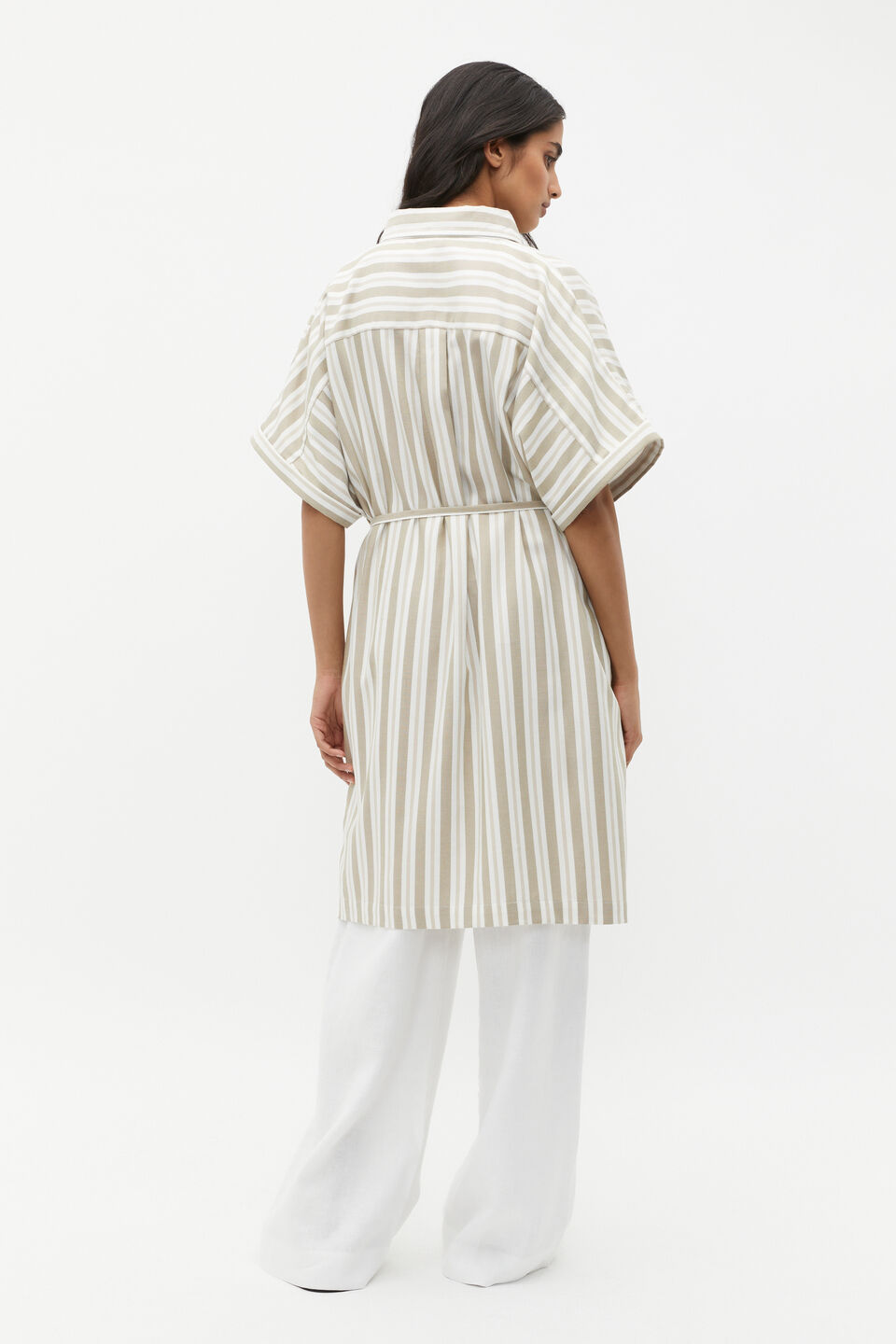 Stripe Collar Detail Poncho  Rosemary Stripe