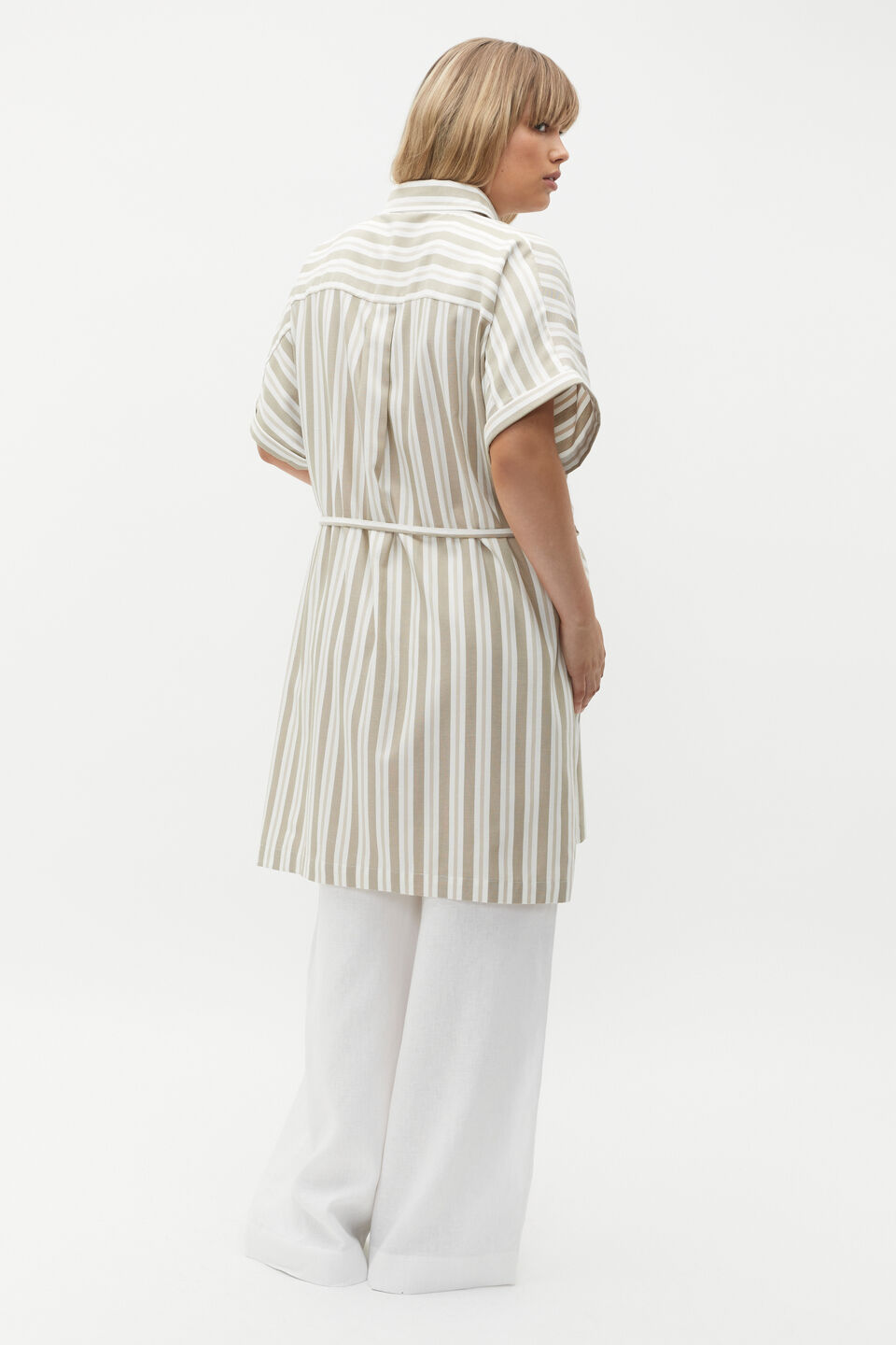 Stripe Collar Detail Poncho  Rosemary Stripe