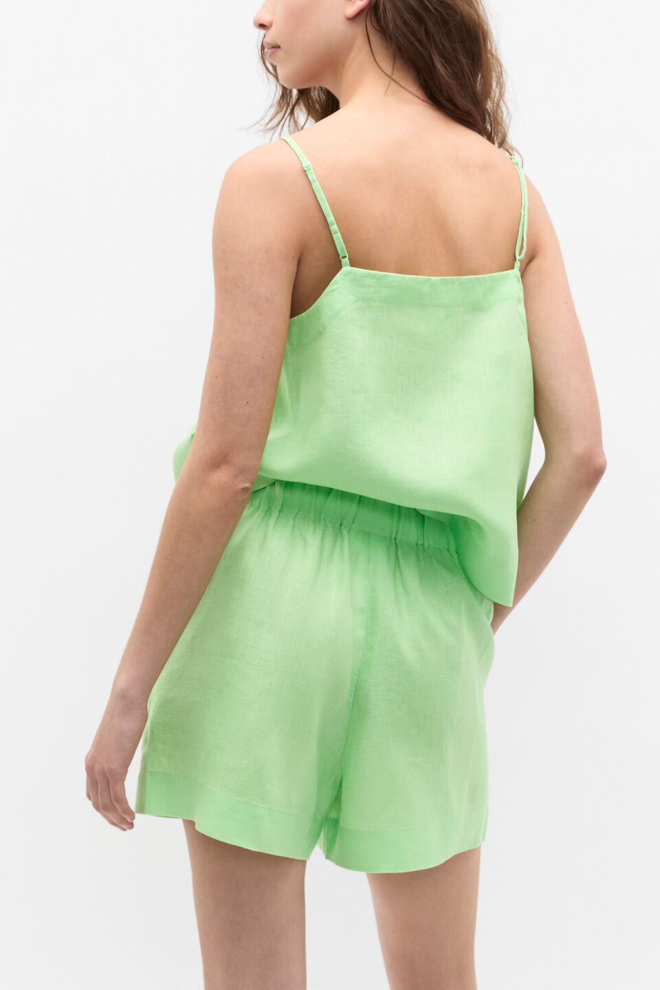 Core Linen Gathered Palazzo Short  Green Apple