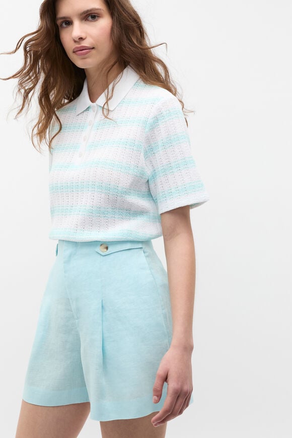 Textured Stripe Polo  Skyway Stripe  hi-res