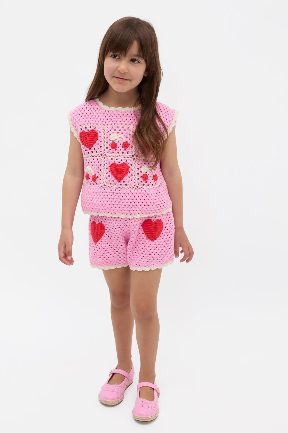 Heart Crochet Short  Candy Pink