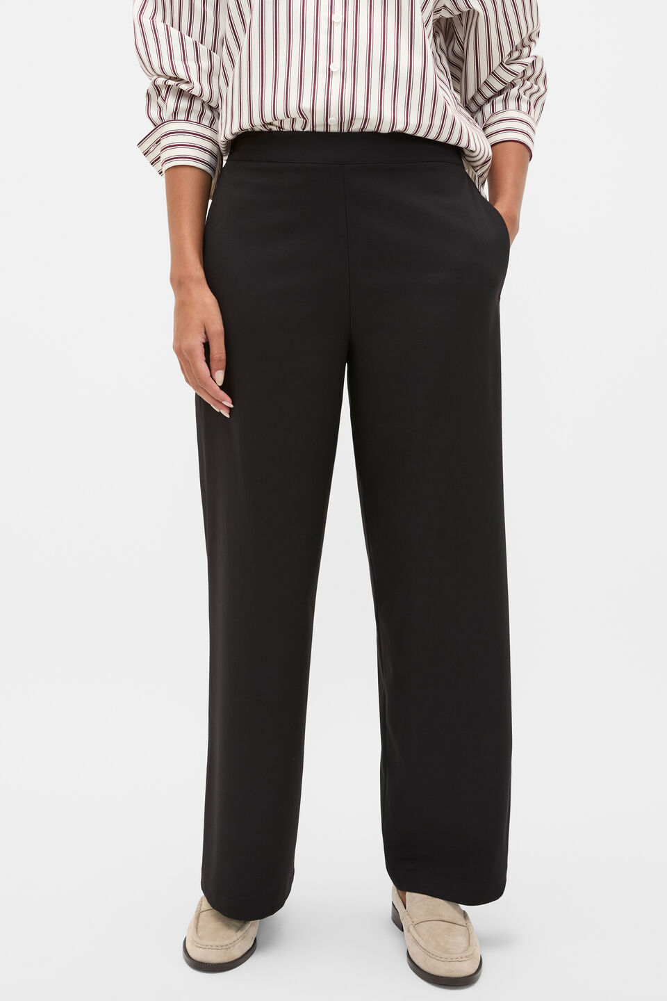 Wide Leg Pull On Pant  Black