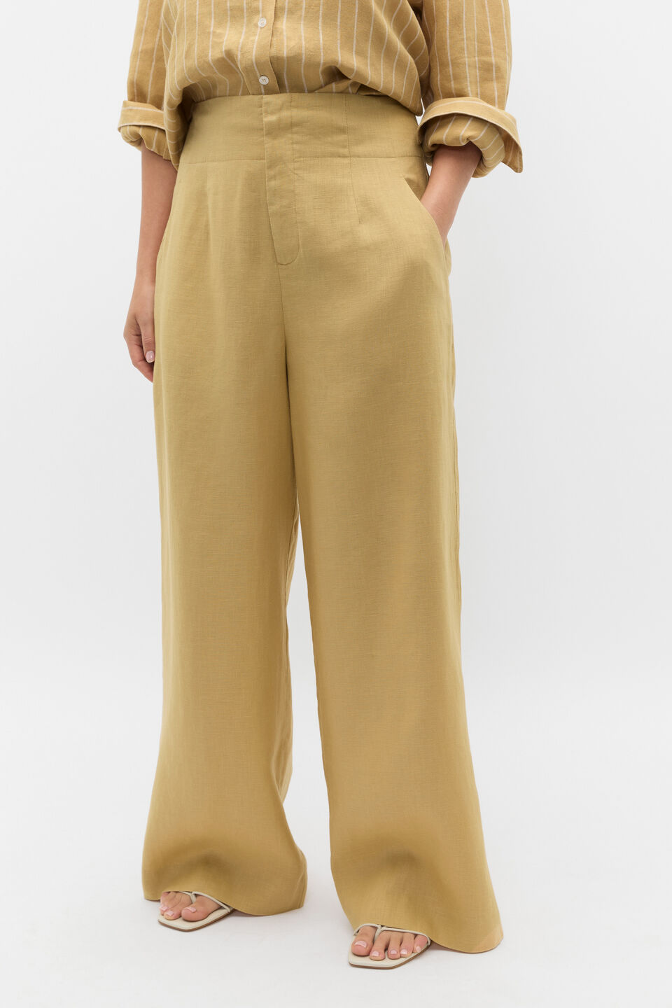 Core Linen Waisted Pant  Honey