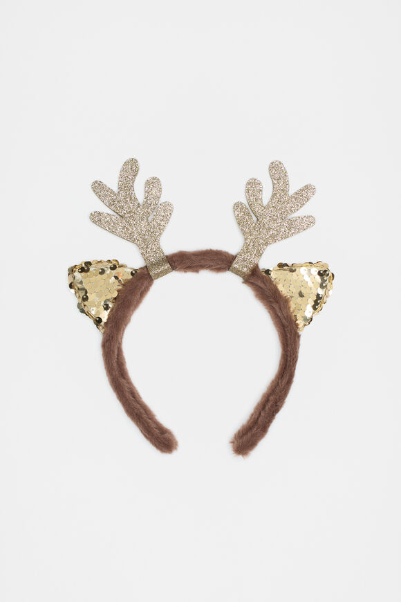 Sequin Fur Reindeer Headband  Multi  hi-res